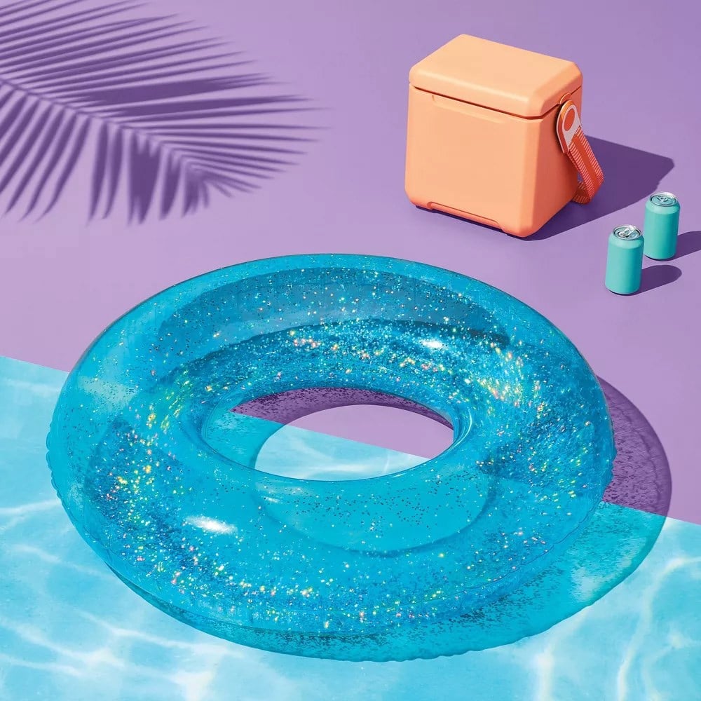 Sun Squad Glitter Pool Inner Tube Teal Blue Yüzme Simidi 92 cm