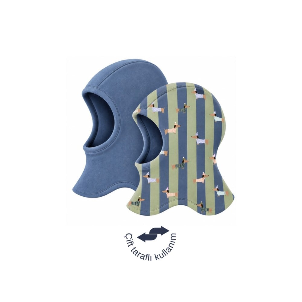 Asu Baby & Kids Doggy Blue Cozy  Çift Taraflı Balaklava