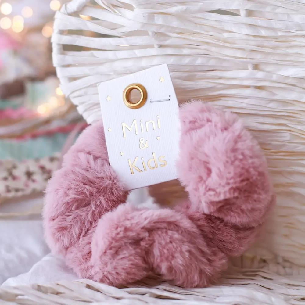 Mini & Kids Peluş Scrunchie Gül Kurusu Toka