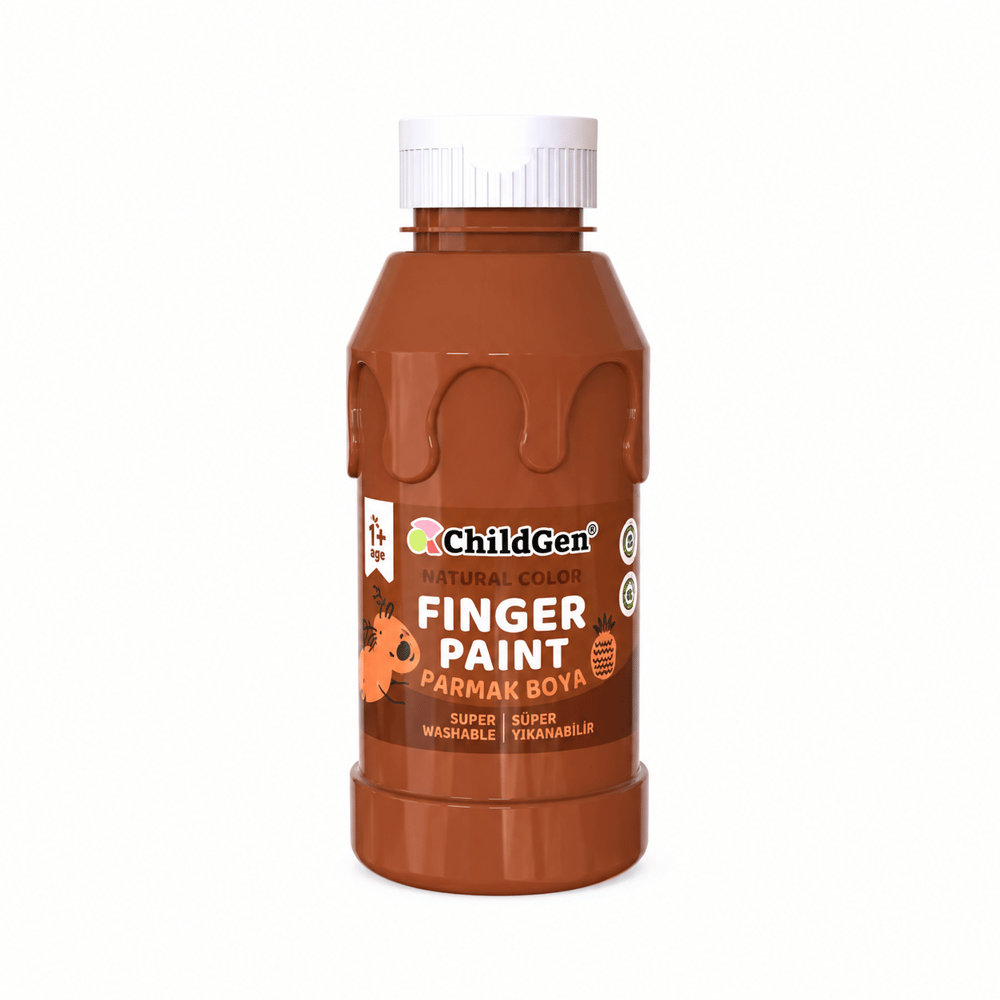 ChildGen Play Dough Süper Yıkanabilir Parmak Boya Süper Yıkanabilir Parmak Boya 350 ml Kahverengi