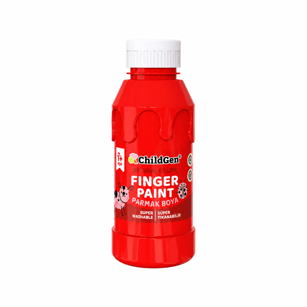 ChildGen Play Dough Süper Yıkanabilir Parmak Boya Süper Yıkanabilir Parmak Boya 350 ml Kırmızı