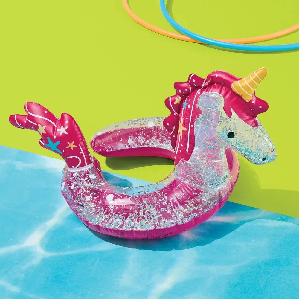 Sun Squad Split Ring Unicorn Glitter Novelty Float Pink Yüzme Simidi 50 cm