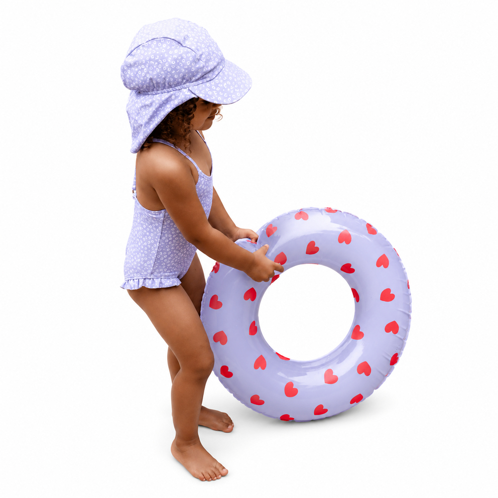 Swim Essentials Leopard Lila UV Korumalı Ense Koruyuculu Bebek Şapkası