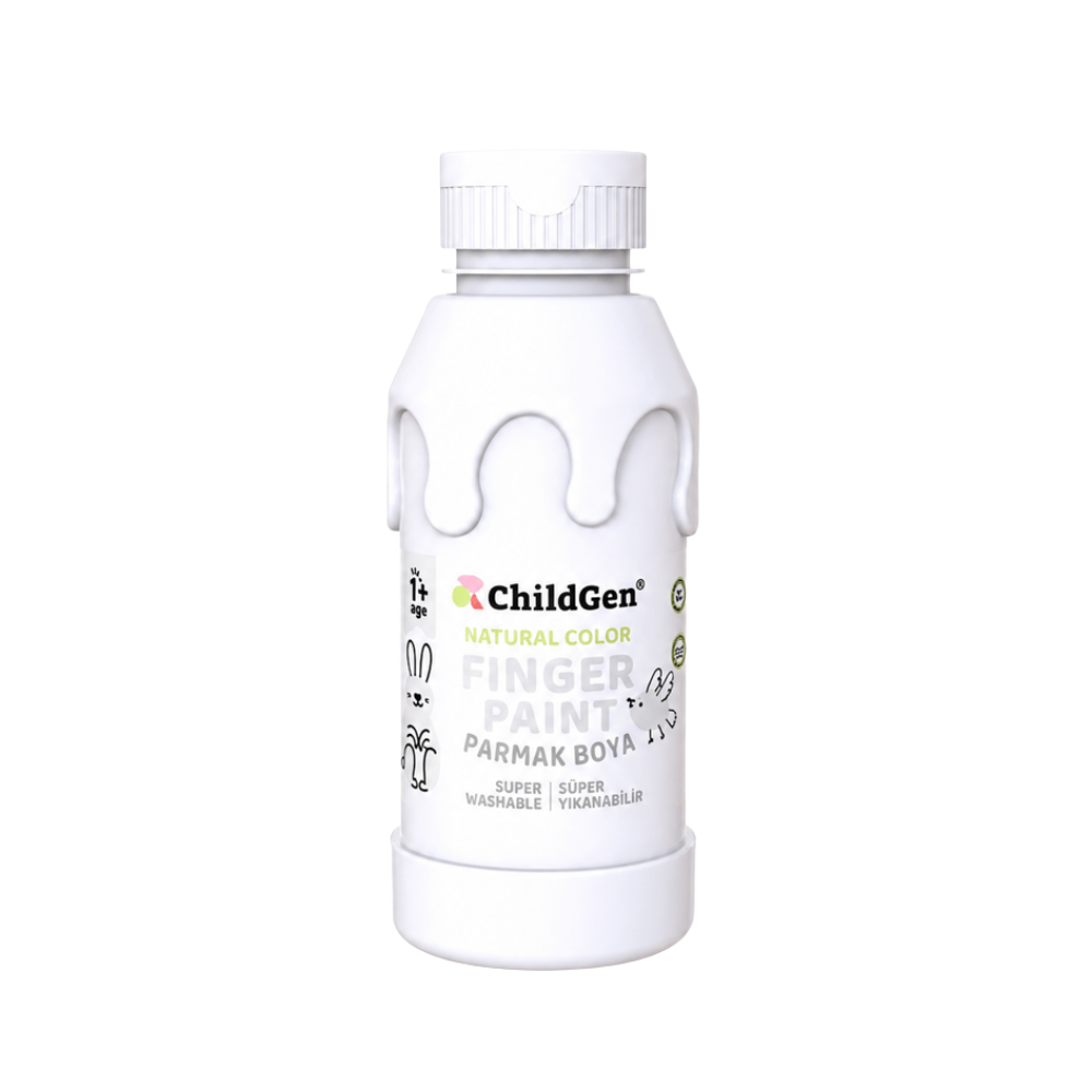 ChildGen Play Dough Süper Yıkanabilir Parmak Boya Süper Yıkanabilir Parmak Boya 350 ml Beyaz