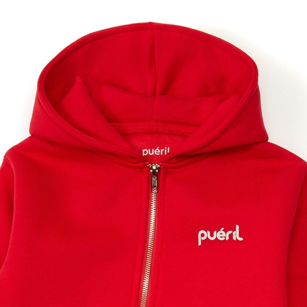 Pueril Kids Şardonlu Fermuarlı Çocuk Eşofman Takımı | Kırmızı