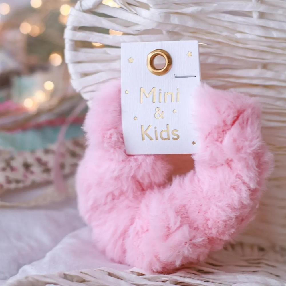 Mini & Kids Peluş Scrunchie Pembe Toka