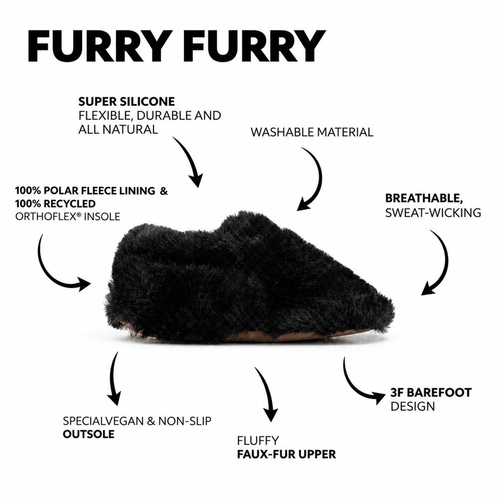 Hopfrög Furry Furry Barefoot Patik Siyah Kürk