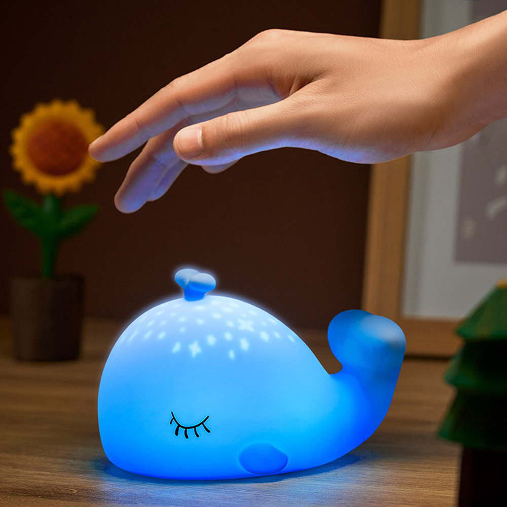 Acornia Sevimli Balina Gece Lambası Mavi