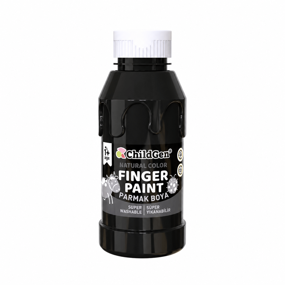ChildGen Play Dough Süper Yıkanabilir Parmak Boya Süper Yıkanabilir Parmak Boya 350 ml Siyah