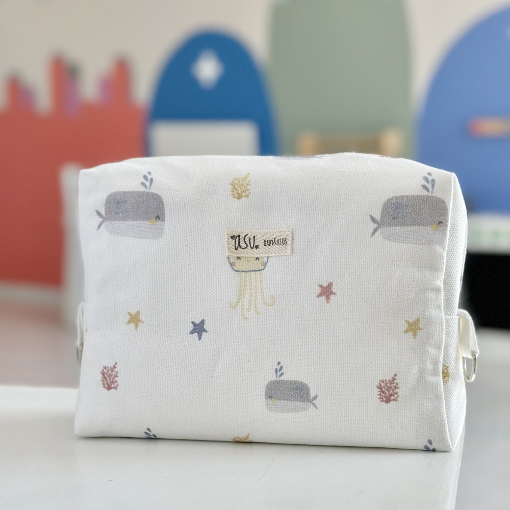 Asu Baby Whale Organik Pamuk Sıvı Geçirmez Çanta
