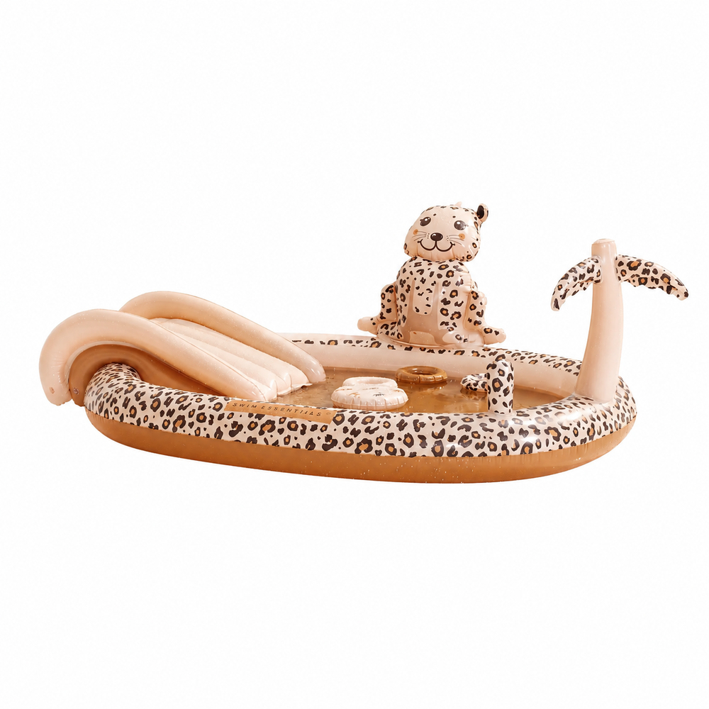 Swim Essentials Beige Leopard Fıskiyeli ve Kaydıraklı Şişme Oyun Havuzu 210 cm