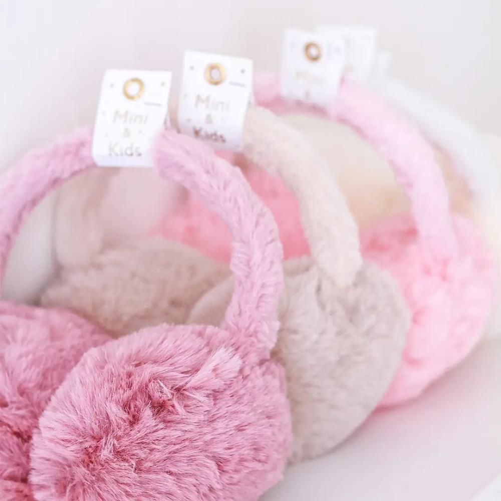 Mini & Kids Peluş Kulaklık Pudra