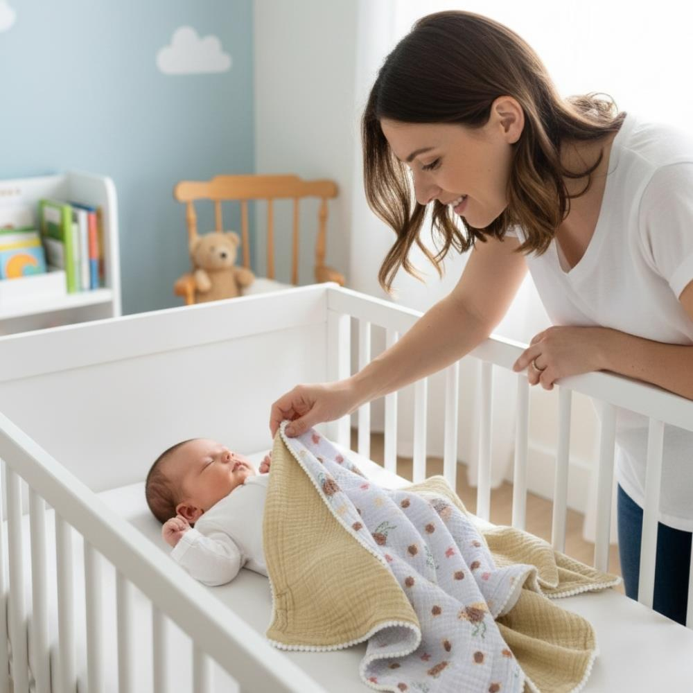 Münü Design Müslin Ponponlu Bebek Battaniyesi Kaplumbağa