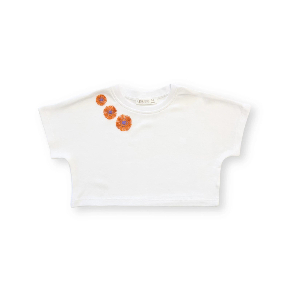 Tüy Çiçekli Crop T-shirt