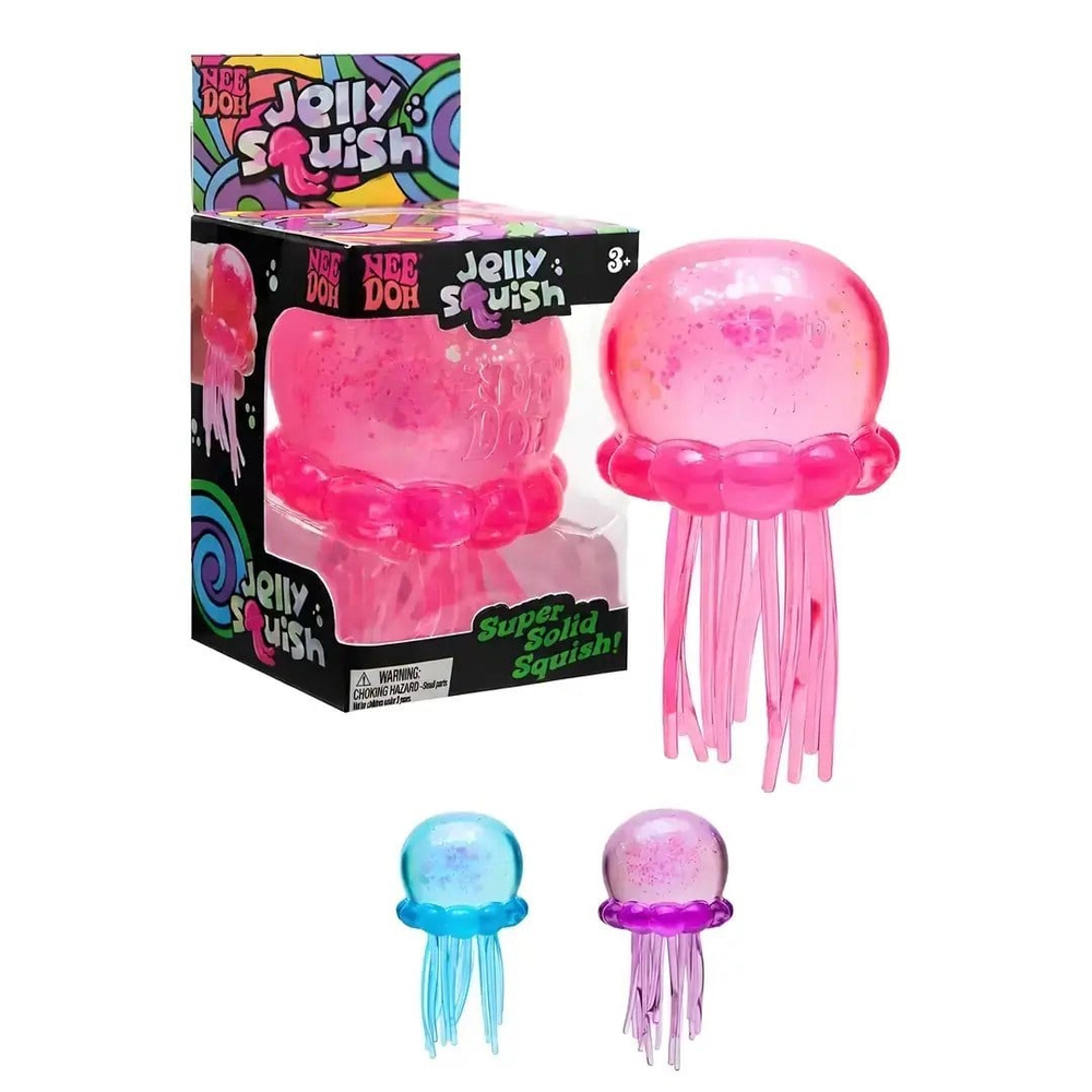 NeeDoh Jelly Squish Stres Topu | Simli Denizanası Squishy Oyuncak Pembe