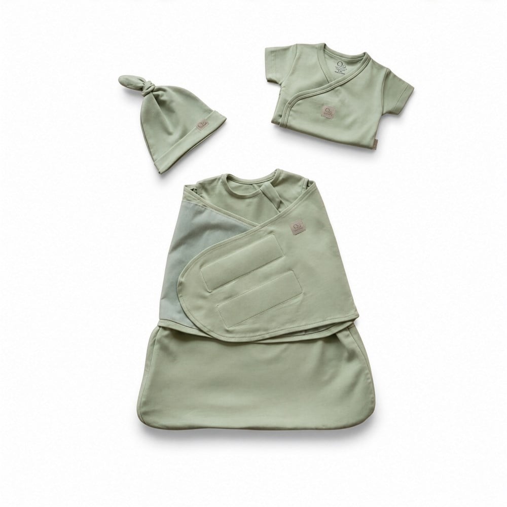 Qundaq Yenidoğan Kundak Seti Kalça Dostu Adaçayı Yeşil (Sage Green)