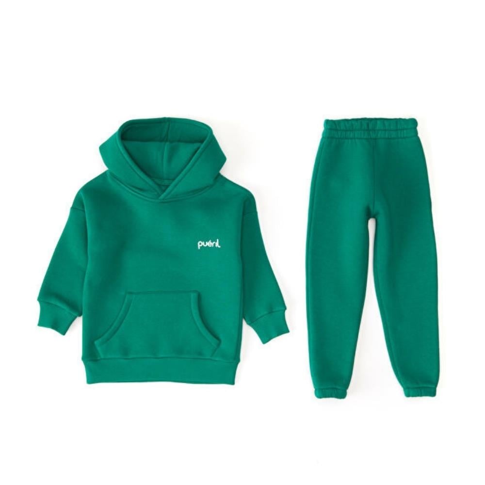 Pueril Kids Çocuk Eşofman Takımı Şardonlu Koyu Yeşil