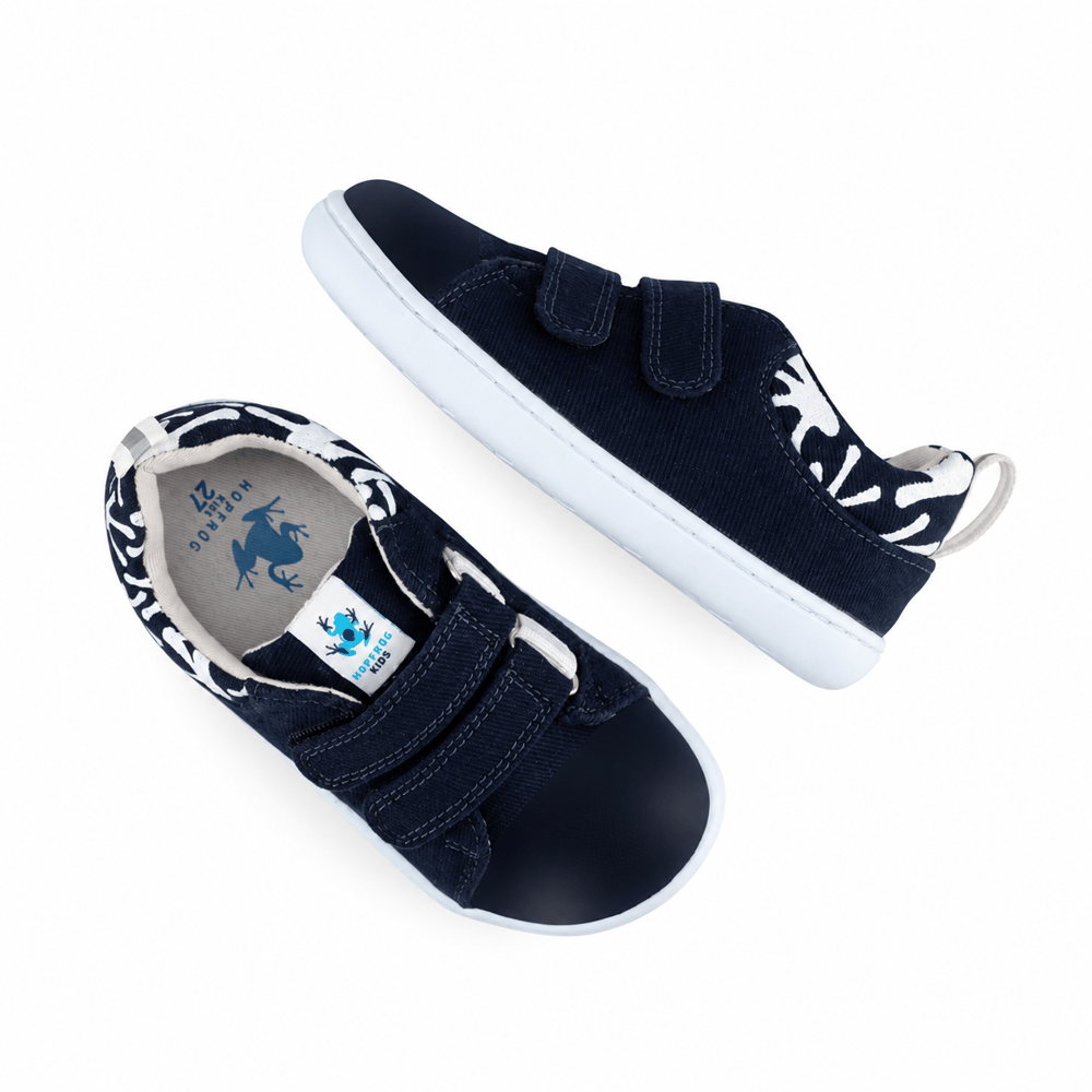Hopfrög Smart Walker Recycled Canvas Barefoot Çocuk Ayakkabı Eco Lacivert