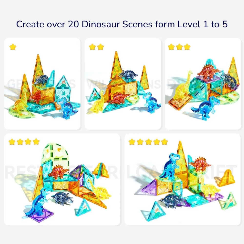 Mideer Renkli Magnetic Tiles Jurassic Macerası