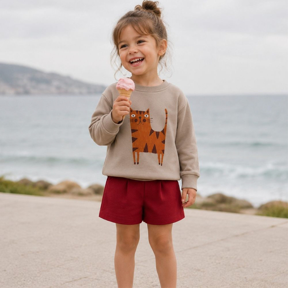 Midu & Fun  Kitty Mood Bej Sweatshirt