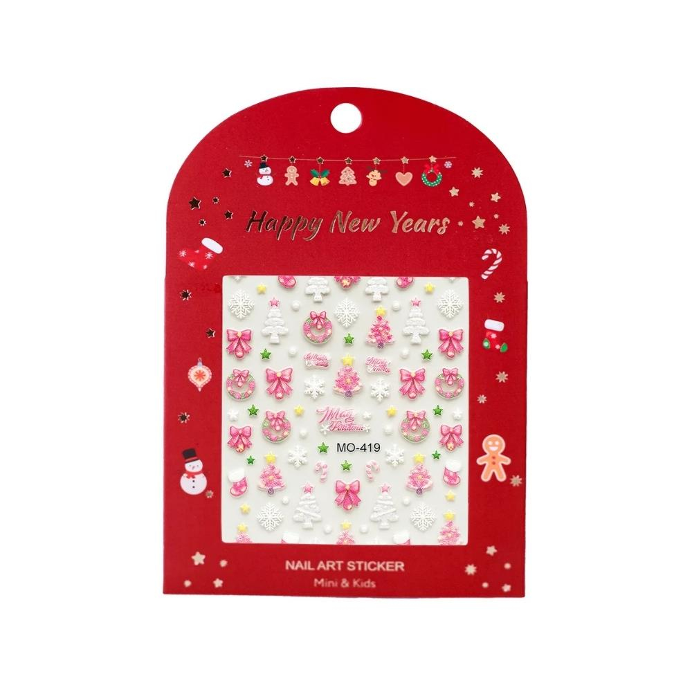 Mini & Kids Christmas Nail Sticker Pink