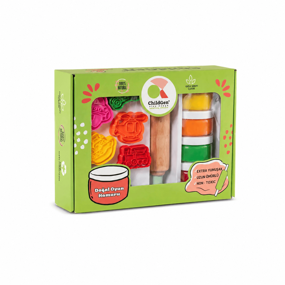 Childgen Play Dough Doğal Oyun Hamurları Premium Kutu Set Taşıtlar