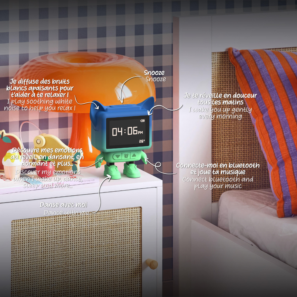 Mob Eğlenceli Dans Eden Mavi Bluetooth Hoparlör ve Çalar Saat