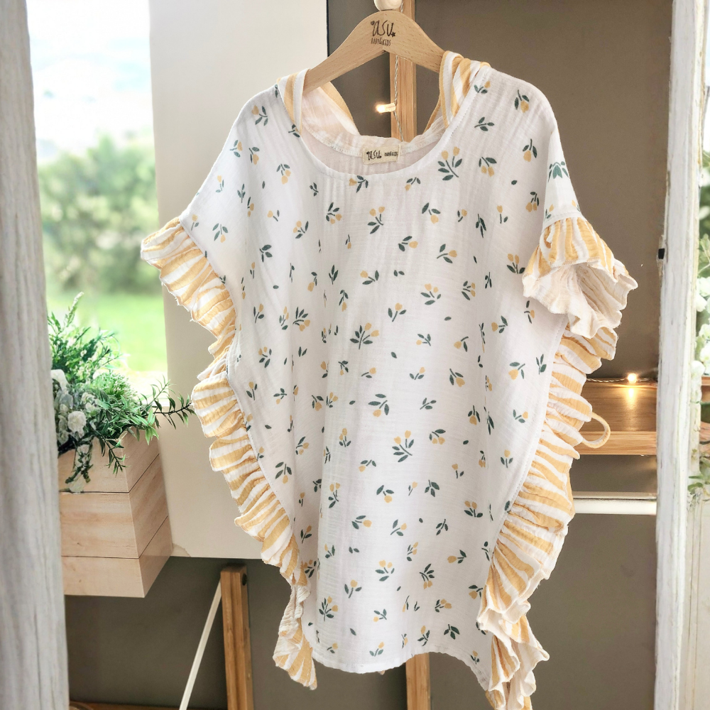 Asu Baby Lemonita Organik Pamuk Fırfırlı Müslin Panço