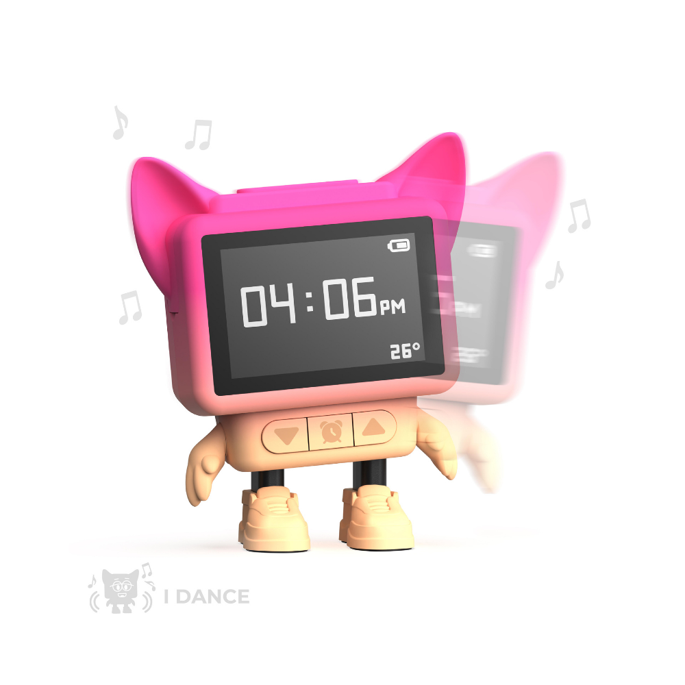 Mob Eğlenceli Dans Eden Pembe Bluetooth Hoparlör ve Çalar Saat