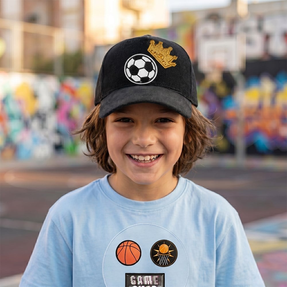 JantiFox Siyah Şapka Futbol ve Taç