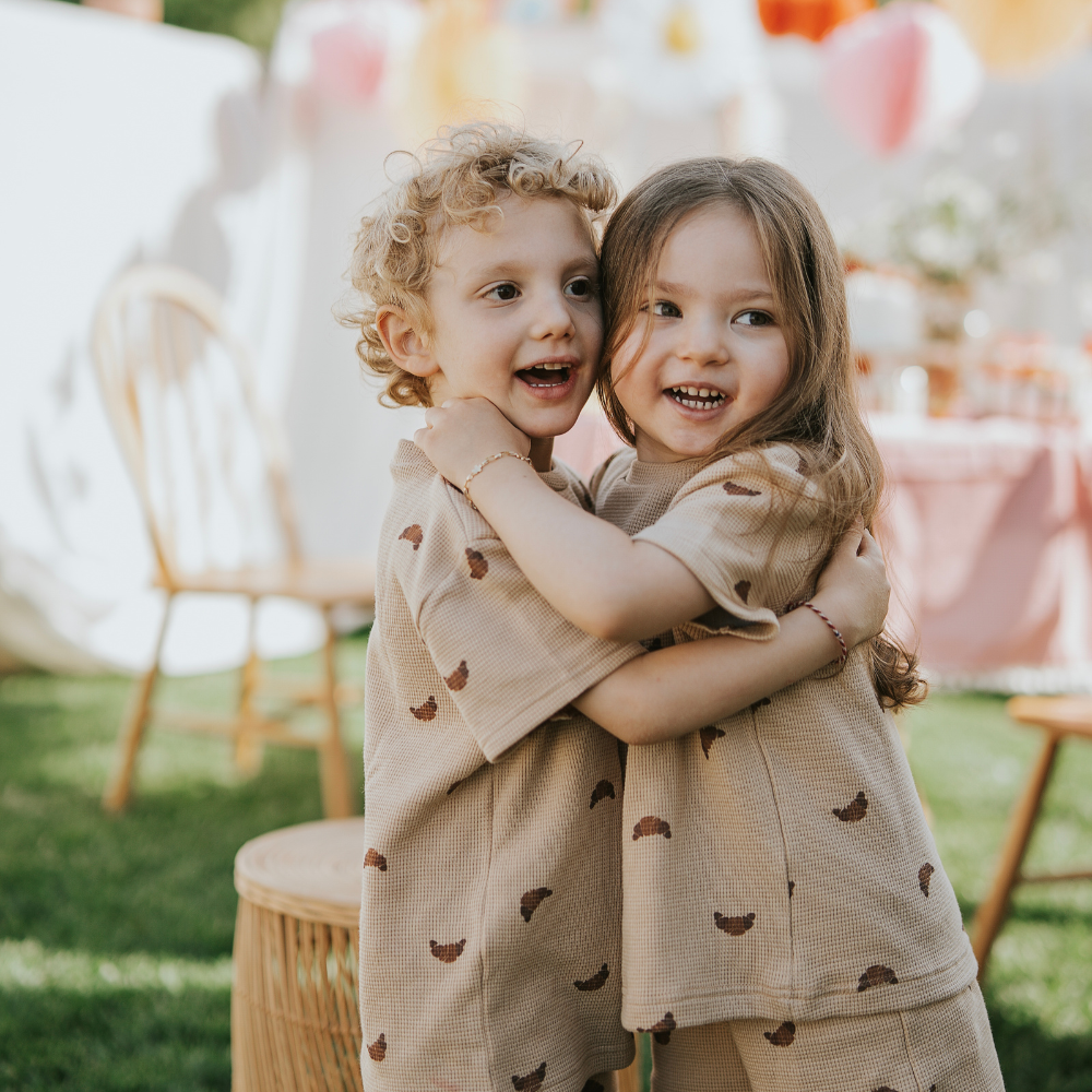 Kiraz Kids Kruvasan Desenli %100 Pamuklu Yazlık Takım