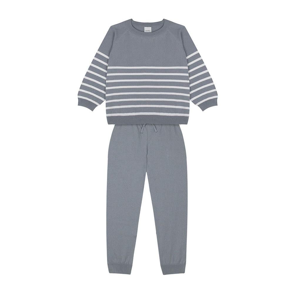 Antebies Beyaz Çizgili Gri Triko Eşofman Takımı