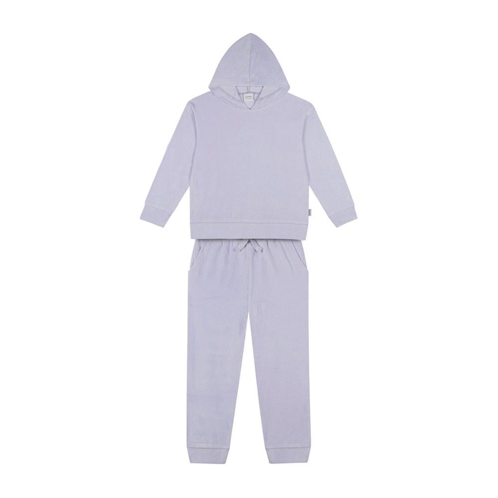 Antebies Lila Kadife Kapişonlu Eşofman Takımı