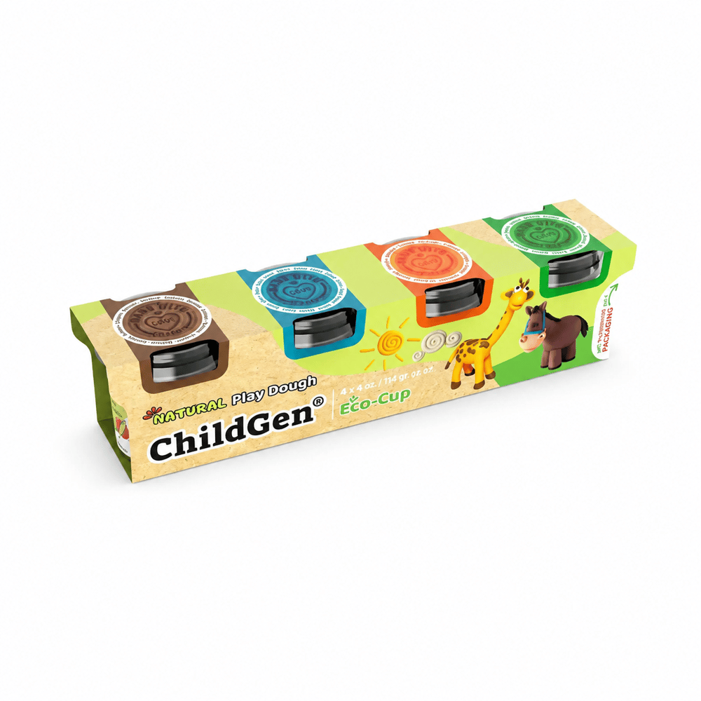 Childgen Play Dough 4'lü Eco Cup Oyun Hamuru Seti 125 gr x 4 (kahverengi, mavi, turuncu, yeşil)