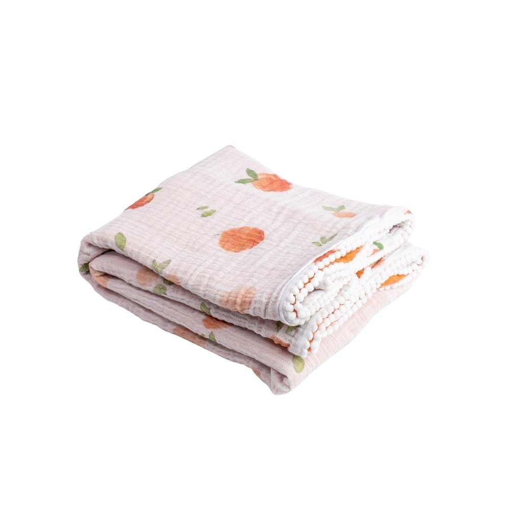 Münü Design Müslin Ponponlu Bebek Battaniyesi Şeftali