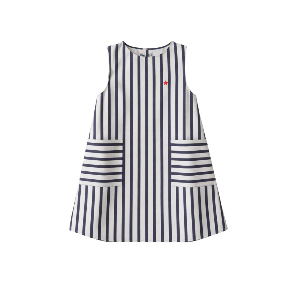 Midu & Fun Fresh Stripe Lacivert Elbise