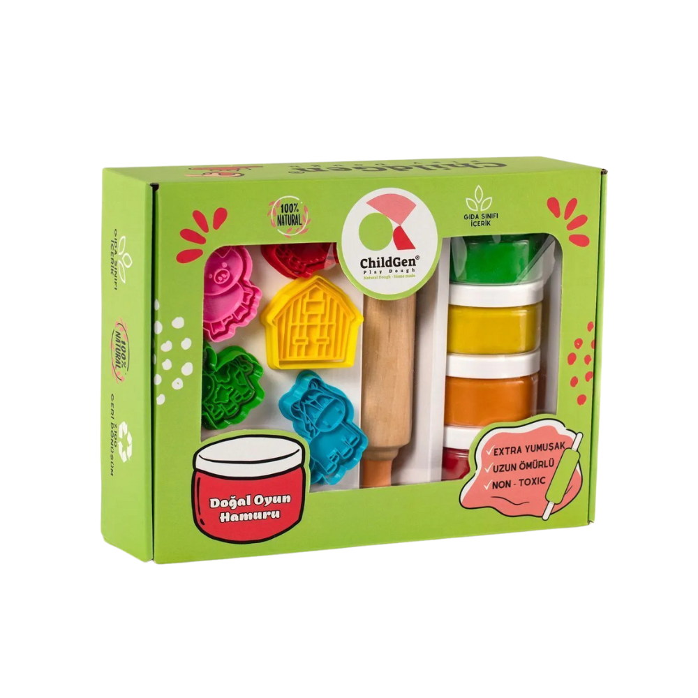 Childgen Play Dough Doğal Oyun Hamurları Premıum Kutu Set Çiftlik