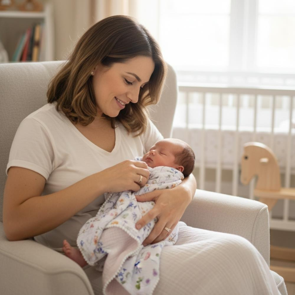 Münü Design Müslin Ponponlu Bebek Battaniyesi Çiçek