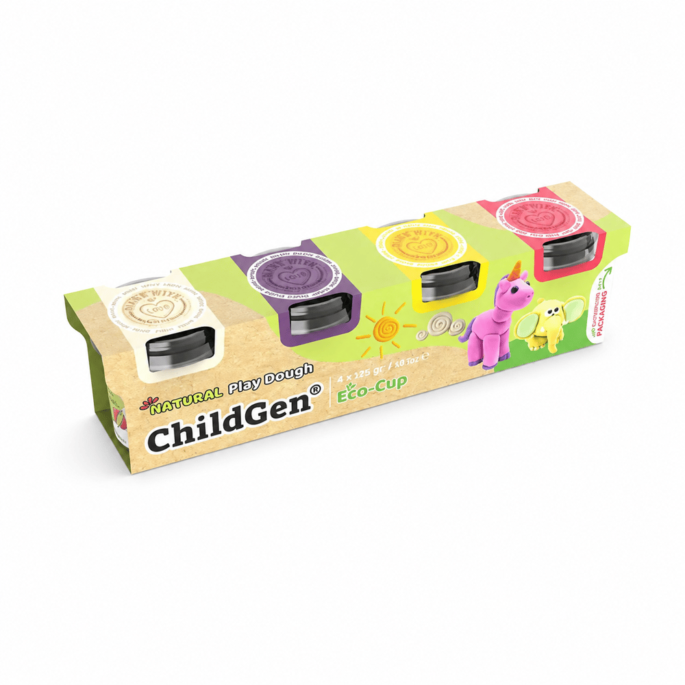 Childgen Play Dough 4'lü Eco Cup Oyun Hamuru Seti 125 gr x 4 (pembe, sarı, mor, beyaz)