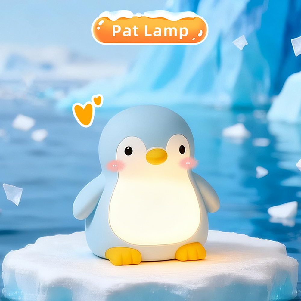 Acornia Sevimli Penguen Gece Lambası Mavi