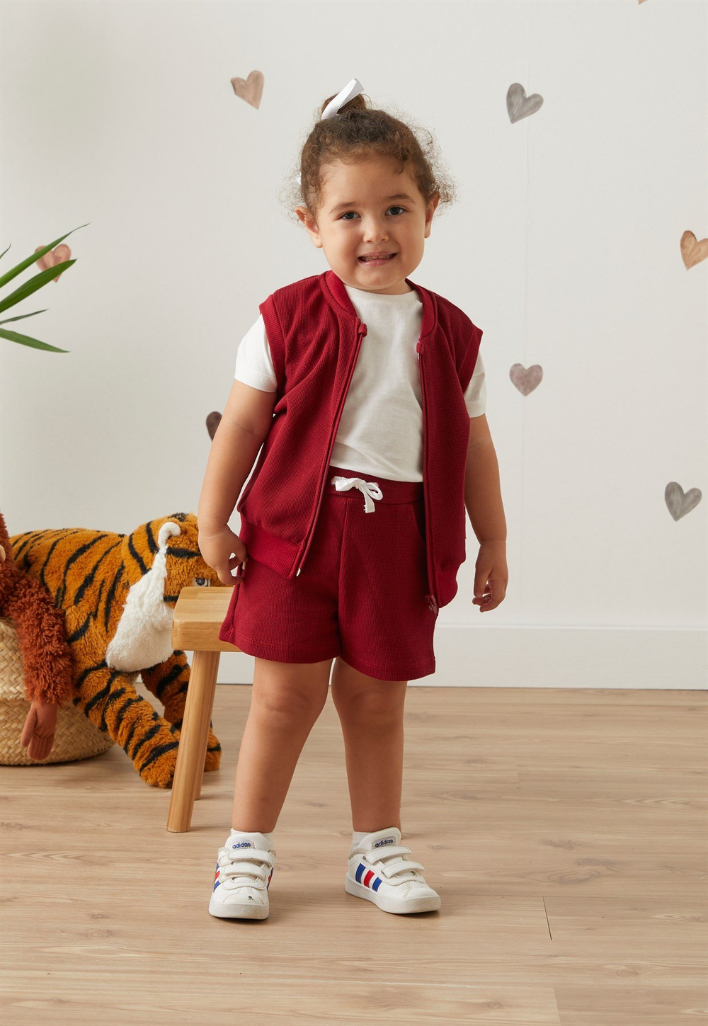 Baby Joko Bordo Renkli Sevimli Fil Etiketli Waffle Yelek