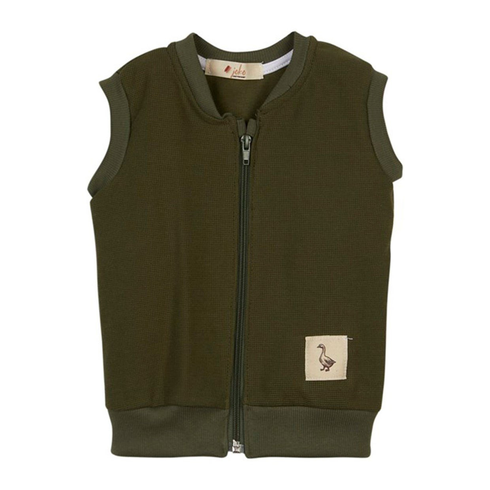 Baby Joko Haki Renkli Sevimli Kaz Etiketli Waffle Yelek