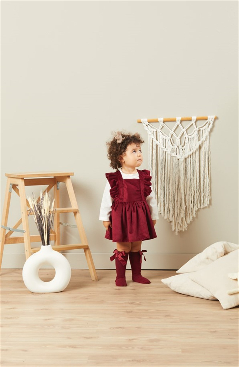 Baby Joko - Kız Çocuk Kolları Fırfırlı Kiremit Rengi Beli Lastikli Berry Elbise