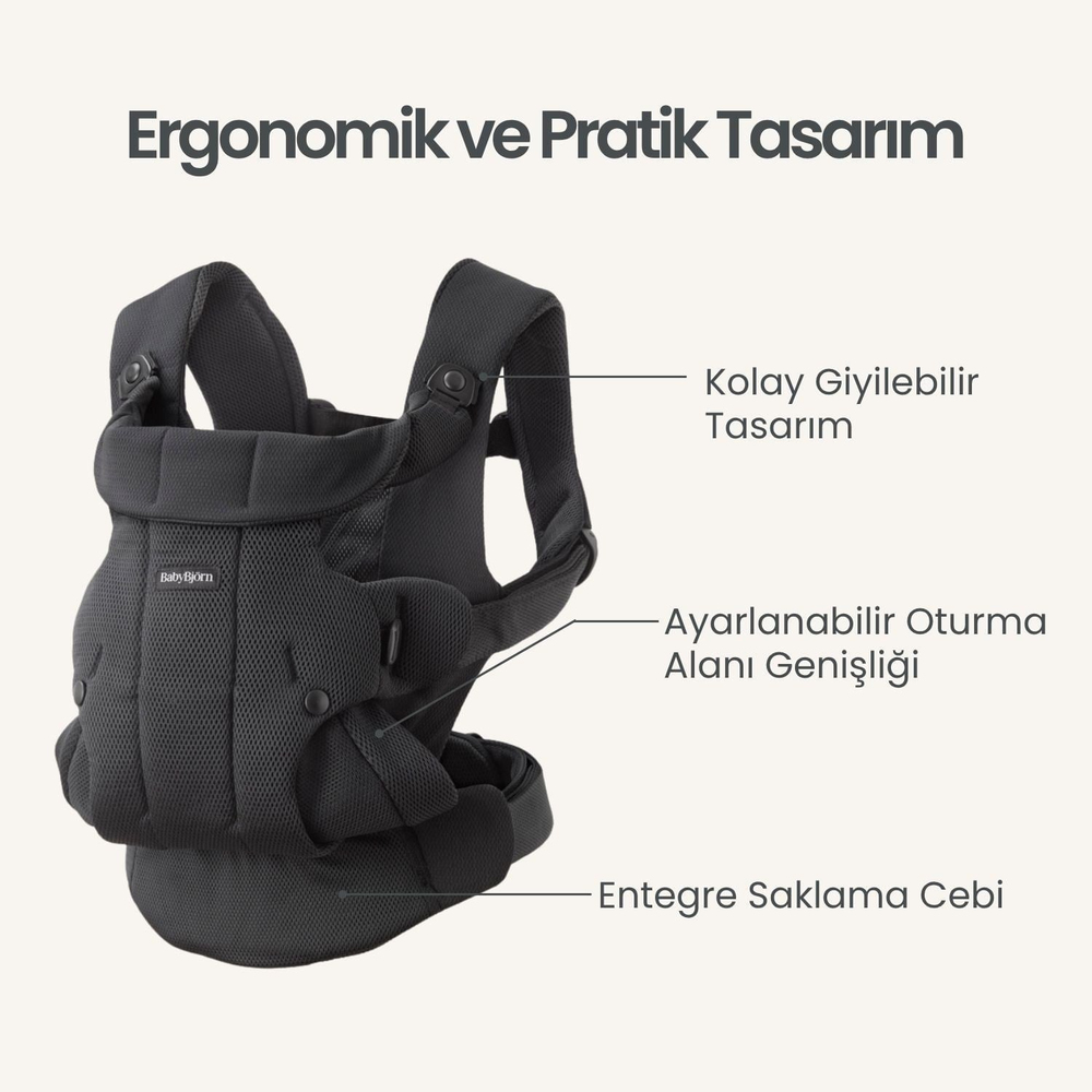 BabyBjörn 2'li Set Begin Ana Kucağı & Kanguru Hold Mesh Dark Grey