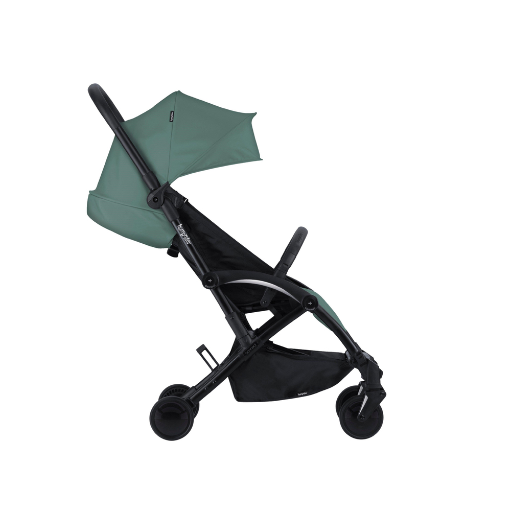 BabyBjörn Bliss Ana Kucağı Petal Woven Dark Geen & Bumprider Connect³ Black-Olive Bebek Arabası - Yan Düzenleyici Çanta