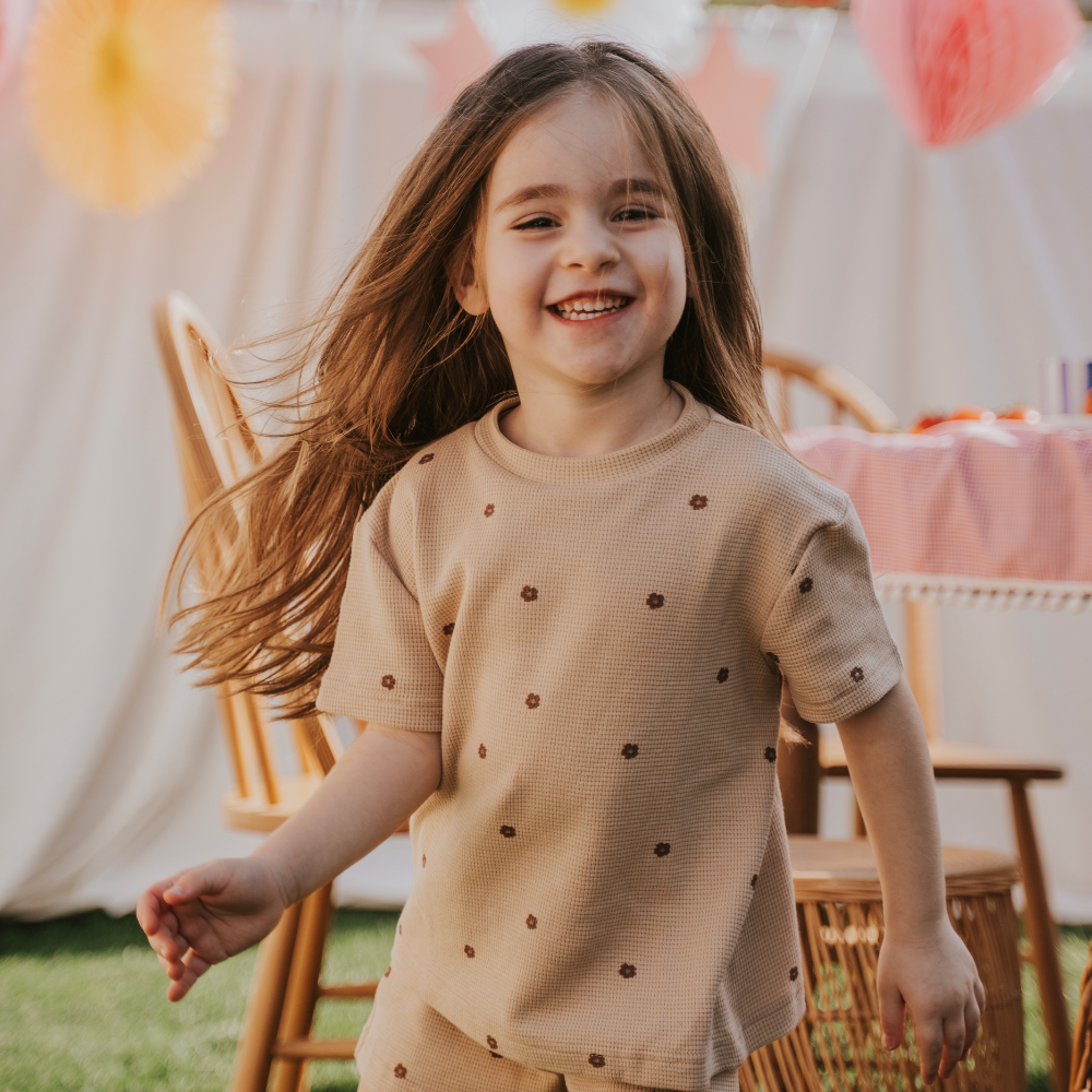 Kiraz Kids Çiçek Desenli %100 Pamuklu Yazlık Takım