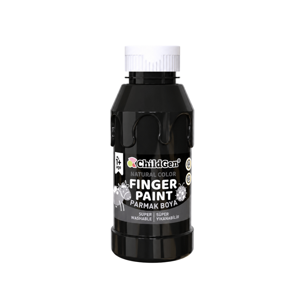 ChildGen Play Dough Süper Yıkanabilir Parmak Boya Süper Yıkanabilir Parmak Boya 350 ml Siyah