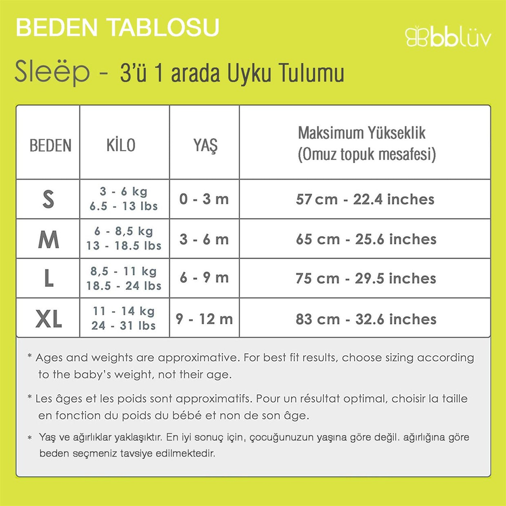 Bblüv Sleep 3'ü 1 Arada Uyku Tulumu