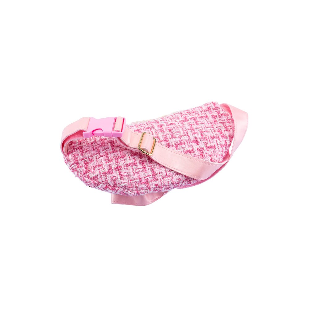Girabrilla İncili Tweed Çocuk Bel Çantası Pembe
