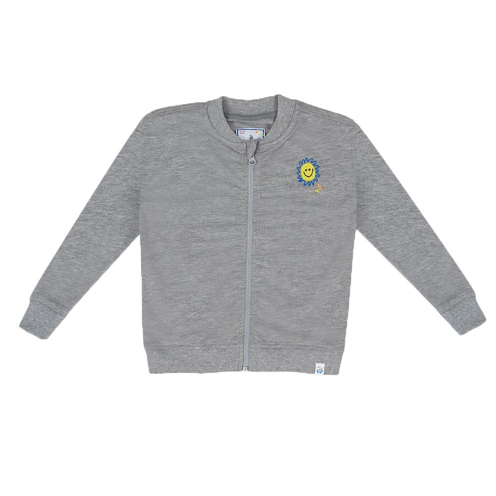 Beetle Beez Happy Sun Fermuarlı Sweatshirt Gri